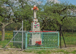 Przydrożny krzyż kamienny. Kadłubska Wola, gmina Radzanów, powiat białobrzeski.