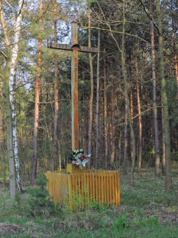Krzyż przydrożny, drewniany z 2007 r. Zalesice, gmina Wierzbica, powiat radomski.