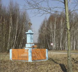 Krzyż na skraju wsi, przy drodze Bieszków - Gąsawy. Bieszków Górny, powiat szydłowiecki.