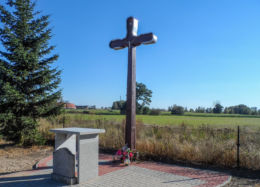 Przydrożny krzyż drewniany. Wyszyny, gmina Budzyń, powiat chodzieski.