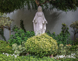 Figura Matki Bożej przy pebanii kościoła Wniebowzięcia Najświętszej Maryi Panny. Opole. powiat opole, woj.opolskie.