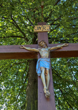 Przydrożny krzyż drewniany. Mikołów, powiat mikołowski.