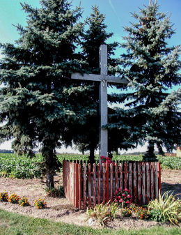 Krzyż przydrożny przy drodze ze Śremu do Starego Gołębina. Donatowo, gmina Czempiń, powiat kościański.