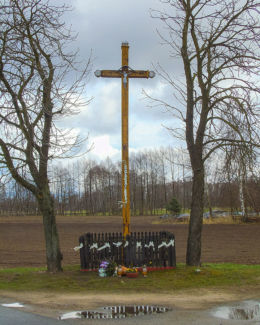 Krzyż przydrożny przy drodze do Cichej Góry. Boruja Kościelna, gmina Nowy Tomyśl, powiat nowotomyski.