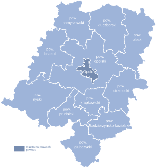 woj. opolskie, powiaty, mapa